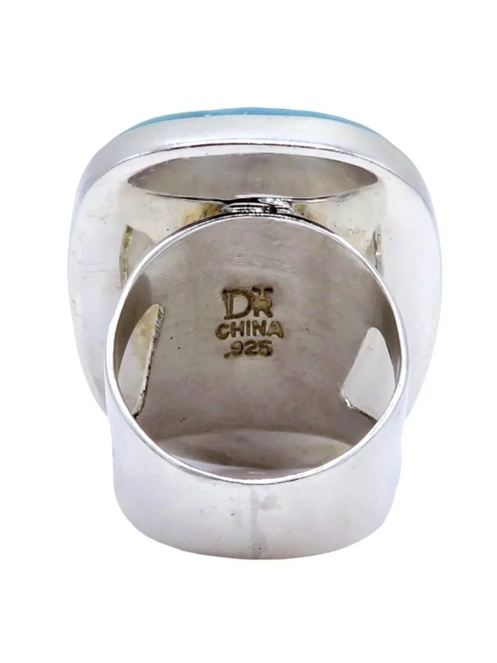 Jay King DTR Sterling Silver Aqua Blue Dichroic Glass Ring Size 7
